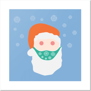 Santa Claus with a medical protective mask Posters and Art